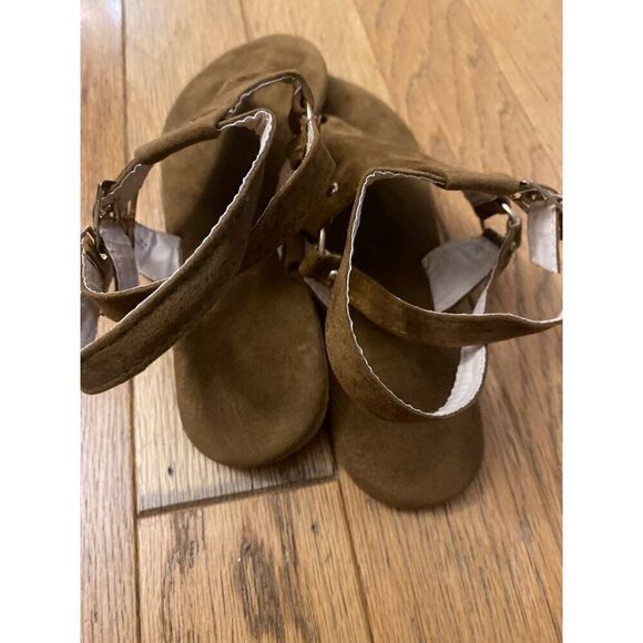 Brown Suede Women Sandals Adjustable Ankle Strap Summer Footwear Casual Flats 38 - Picture 3 of 6